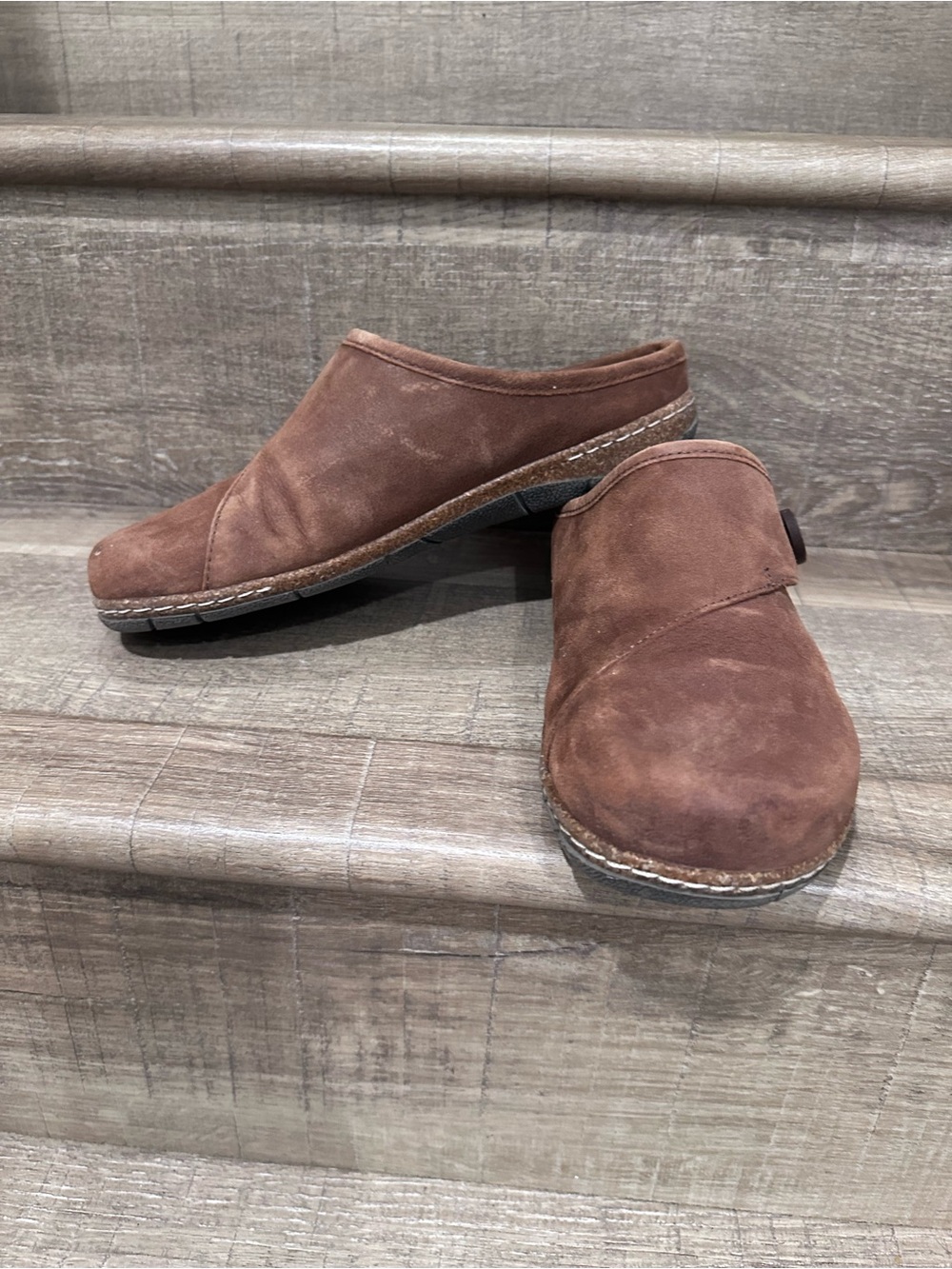 Earth Women's Brown Suede Backless Clogs